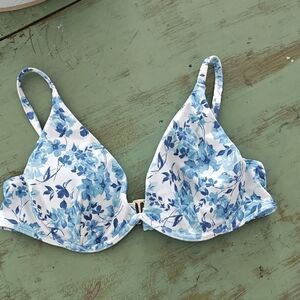Hollister Blue Floral Bikini Top